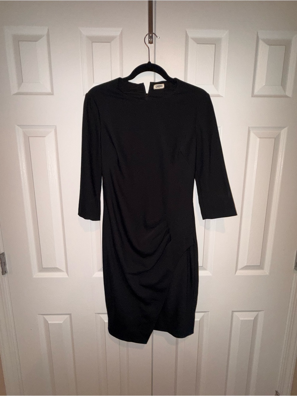 L'AGENCE Black Long Sleeve Sheath Dress with Drape